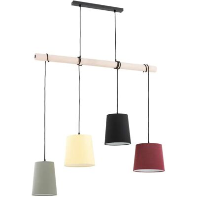 Alfa Suspension déco 4 lumières E27 bois abat-jour TENDER - Publicité Alfa Suspension déco 4 lumières E27 bois abat-jour TENDER - Publicité