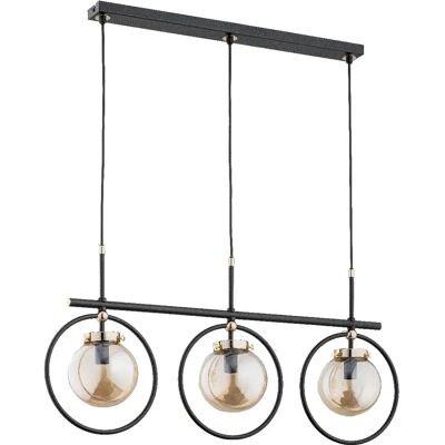 Suspension moderne noire verre ambré 3xE14 Alfa Emiko - Publicité Suspension moderne noire verre ambré 3xE14 Alfa Emiko - Publicité