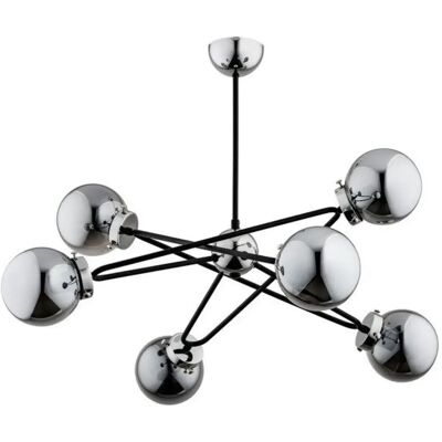 Plafonnier moderne boules verre chromé noir Sagito 6xE14 Alfa - Publicité Plafonnier moderne boules verre chromé noir Sagito 6xE14 Alfa - Publicité