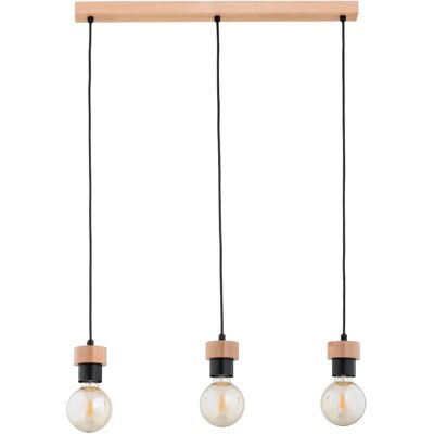 Suspension barre bois/noir pour table 3xE27 Zelia Alfa - Publicité Suspension barre bois/noir pour table 3xE27 Zelia Alfa - Publicité