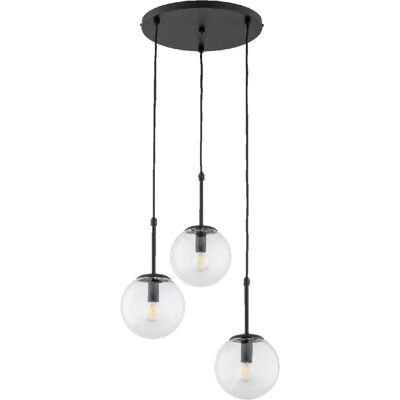 Suspension noire SEBIA Alfa Ø36, 3 globes verre E14 - Publicité Suspension noire SEBIA Alfa Ø36, 3 globes verre E14 - Publicité
