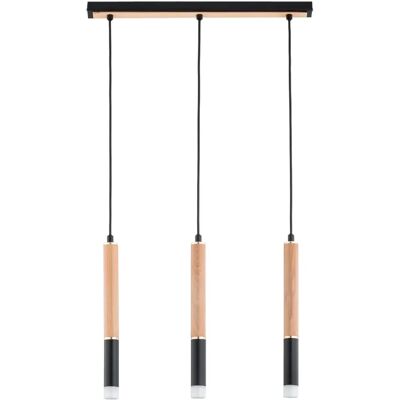 Suspension barre tubes RODEO noire bois clair 3xG9 Alfa - Publicité Suspension barre tubes RODEO noire bois clair 3xG9 Alfa - Publicité