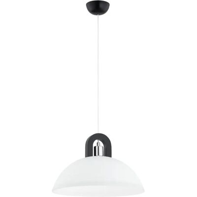 Alfa Suspension wengé bois, dôme verre blanc, Ø30 E27 - Publicité Alfa Suspension wengé bois, dôme verre blanc, Ø30 E27 - Publicité