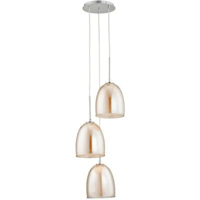 Suspension Alfa Ronda chromée verre Ø34cm moderne 3xE27 - Publicité Suspension Alfa Ronda chromée verre Ø34cm moderne 3xE27 - Publicité