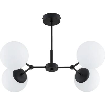 Suspension noire FOTON Alfa 4xE14 globes verre blanc - Publicité Suspension noire FOTON Alfa 4xE14 globes verre blanc - Publicité