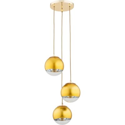 Suspension ronde laiton 3 globes verre E14 LEILA Alfa - Publicité Suspension ronde laiton 3 globes verre E14 LEILA Alfa - Publicité