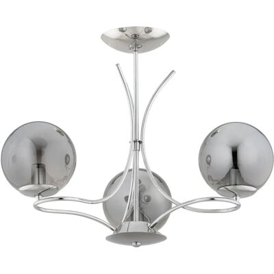 Suspension Sentia Alfa chromée, 3 globes fumés E14 10W - Publicité Suspension Sentia Alfa chromée, 3 globes fumés E14 10W - Publicité