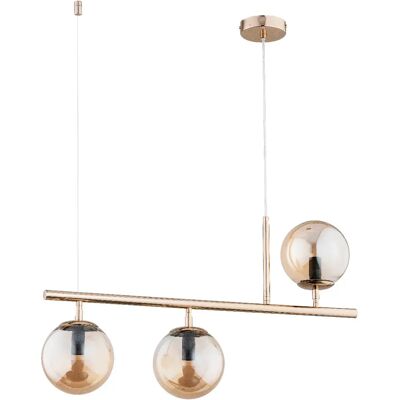 Suspension moderne laiton, 3 globes ambre E14 Alfa - Publicité Suspension moderne laiton, 3 globes ambre E14 Alfa - Publicité