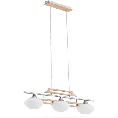 Suspension scandinave chrome bois 3xE14 Alfa Mateo - Publicité Suspension scandinave chrome bois 3xE14 Alfa Mateo - Publicité