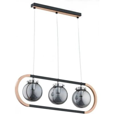 Suspension triple noire métal/bois Rino 3xE14 Alfa - Publicité Suspension triple noire métal/bois Rino 3xE14 Alfa - Publicité