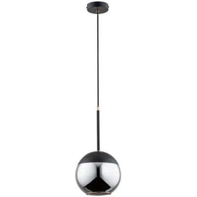 Alfa Suspension moderne noire chrome boule verre Volda E27 - Publicité Alfa Suspension moderne noire chrome boule verre Volda E27 - Publicité