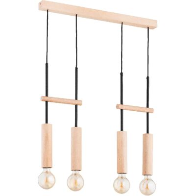 Suspension scandinave barre bois clair 4xE27 Dilan Alfa - Publicité Suspension scandinave barre bois clair 4xE27 Dilan Alfa - Publicité
