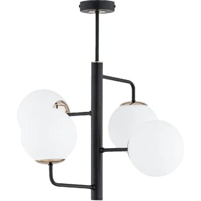 Alfa Suspension noire moderne 4xE14 globes blancs LAMUR - Publicité Alfa Suspension noire moderne 4xE14 globes blancs LAMUR - Publicité