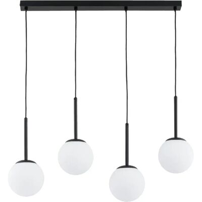 Suspension noire boules verre blanc 4xE14 Alfa Perio - Publicité Suspension noire boules verre blanc 4xE14 Alfa Perio - Publicité