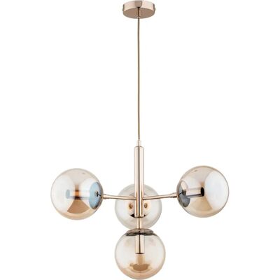 Alfa Suspension moderne laiton, globes ambre 4xE14 VOLDA - Publicité Alfa Suspension moderne laiton, globes ambre 4xE14 VOLDA - Publicité