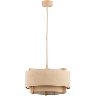 Suspension bohème bois clair abat-jour beige E27 Alfa - Publicité Suspension bohème bois clair abat-jour beige E27 Alfa - Publicité