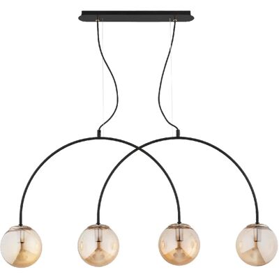 Suspension Bendo noire 4xE14 globes ambre verre Alfa - Publicité Suspension Bendo noire 4xE14 globes ambre verre Alfa - Publicité