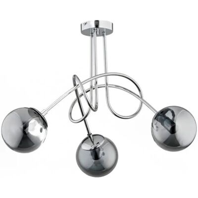 Plafonnier chromé industriel 3 globes E14x3 Alfa Tango - Publicité Plafonnier chromé industriel 3 globes E14x3 Alfa Tango - Publicité