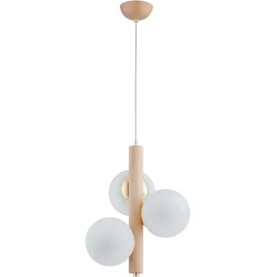 Suspension scandinave bois blanc doré 3xE14 Alfa Kanet - Publicité Suspension scandinave bois blanc doré 3xE14 Alfa Kanet - Publicité