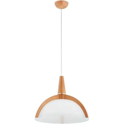 Alfa Suspension scandinave bois/verre blanc Ø44 E27 KLAN - Publicité Alfa Suspension scandinave bois/verre blanc Ø44 E27 KLAN - Publicité