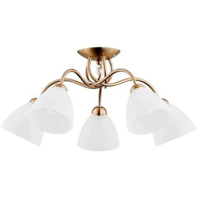 Alfa Plafonnier laiton doré cristal 5xE27 61cm Amarillo - Publicité Alfa Plafonnier laiton doré cristal 5xE27 61cm Amarillo - Publicité