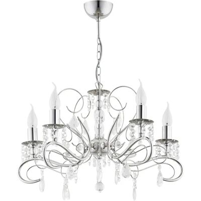 Suspension glamour chrome cristal 5xE14 Astor Alfa - Publicité Suspension glamour chrome cristal 5xE14 Astor Alfa - Publicité
