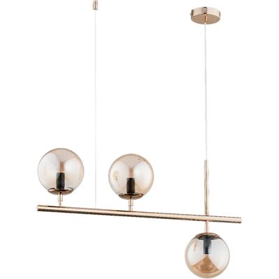 Alfa Suspension linéaire laiton, globes ambre, 3xE14 Palermo - Publicité Alfa Suspension linéaire laiton, globes ambre, 3xE14 Palermo - Publicité