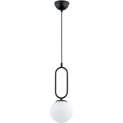Suspension noire verre Alfa VAVIL globe blanc E14 10W - Publicité Suspension noire verre Alfa VAVIL globe blanc E14 10W - Publicité