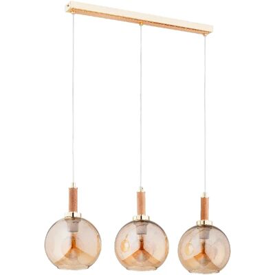 Suspension moderne Hetty Alfa laiton bois ambre 3xE27 - Publicité Suspension moderne Hetty Alfa laiton bois ambre 3xE27 - Publicité