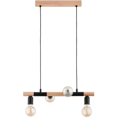 Suspension barre scandinave bois/noir 4xE27 Alfa Lido - Publicité Suspension barre scandinave bois/noir 4xE27 Alfa Lido - Publicité