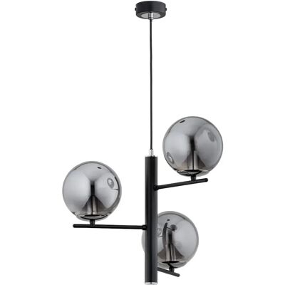 Suspension moderne noire boules verre fumé 3xE14 Alfa - Publicité Suspension moderne noire boules verre fumé 3xE14 Alfa - Publicité
