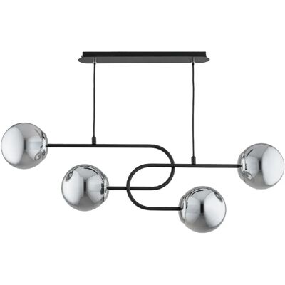 Suspension moderne noire verre fumé 4xE14 Nari Alfa - Publicité Suspension moderne noire verre fumé 4xE14 Nari Alfa - Publicité