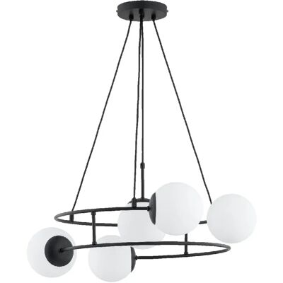 Suspension moderne noire verre 5 globes E14 Alfa Urania - Publicité Suspension moderne noire verre 5 globes E14 Alfa Urania - Publicité