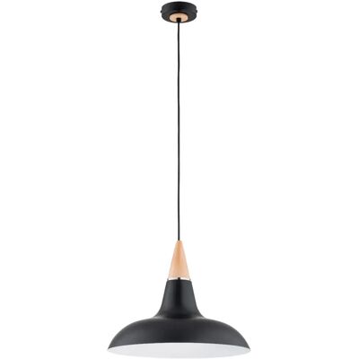 Suspension loft noire Ø38 bois clair E27 15W Alfa Doro - Publicité Suspension loft noire Ø38 bois clair E27 15W Alfa Doro - Publicité