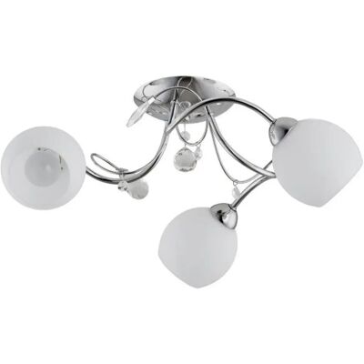 Plafonnier moderne LIVIA chromé Alfa 3 globes verre E14 - Publicité Plafonnier moderne LIVIA chromé Alfa 3 globes verre E14 - Publicité
