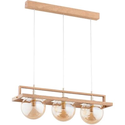 Suspension barre bois nordique, globes ambre 3xE14 Alfa - Publicité Suspension barre bois nordique, globes ambre 3xE14 Alfa - Publicité