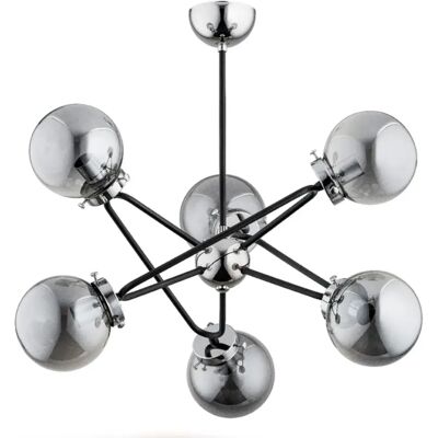 Alfa Plafonnier loft Galaxy 6 lumières 6xE14 verre chromé - Publicité Alfa Plafonnier loft Galaxy 6 lumières 6xE14 verre chromé - Publicité