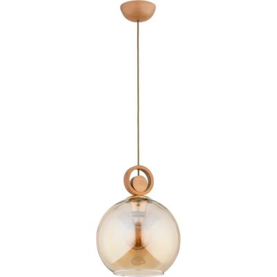 Suspension bois verre ambre boule E27 15W Sara Alfa - Publicité Suspension bois verre ambre boule E27 15W Sara Alfa - Publicité
