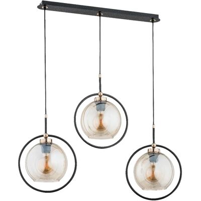 Suspension noire barre 3 globes verre 3xE27 Alfa Seldi - Publicité Suspension noire barre 3 globes verre 3xE27 Alfa Seldi - Publicité