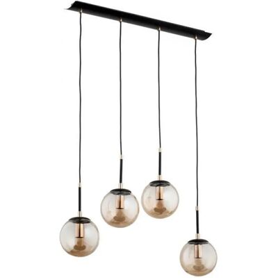 Suspension noire linéaire 4 globes verre SEBIA E14 Alfa - Publicité Suspension noire linéaire 4 globes verre SEBIA E14 Alfa - Publicité