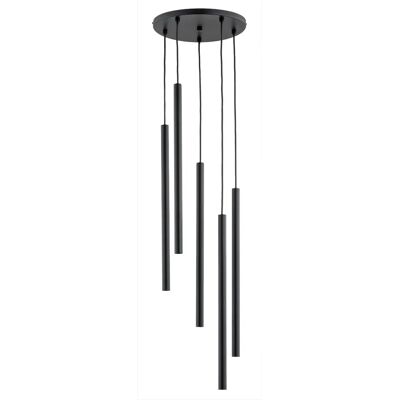 Alfa Suspension moderne noire ronde métal 5xG9 tubes Collet - Publicité Alfa Suspension moderne noire ronde métal 5xG9 tubes Collet - Publicité