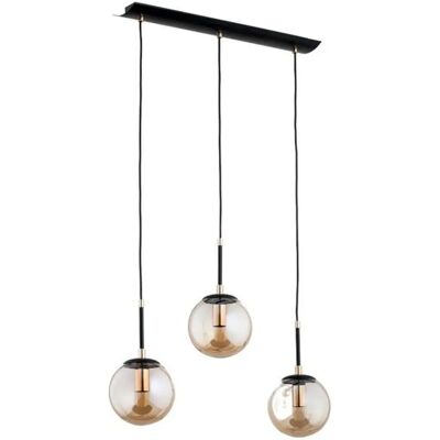 Suspension linéaire noire 3 globes verre E14 Alfa Sebia - Publicité Suspension linéaire noire 3 globes verre E14 Alfa Sebia - Publicité