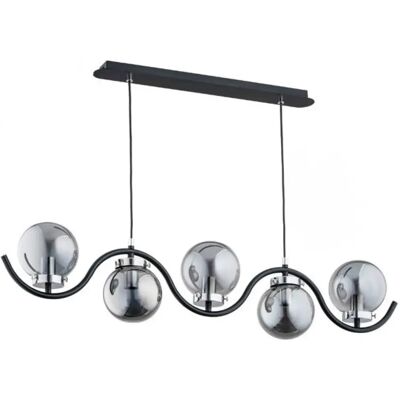 Plafonnier Alfa KORDA noir 5 globes verre chromé E14 - Publicité Plafonnier Alfa KORDA noir 5 globes verre chromé E14 - Publicité