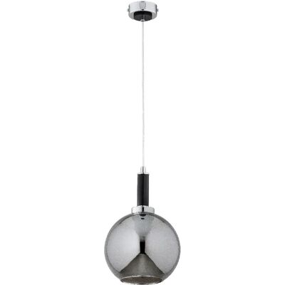 Alfa Suspension moderne chromée boule verre fumé Hetty E27 - Publicité Alfa Suspension moderne chromée boule verre fumé Hetty E27 - Publicité