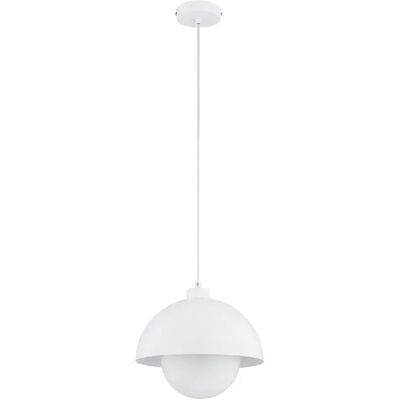 Suspension moderne blanche dôme E27 15W Alfa Kuger - Publicité Suspension moderne blanche dôme E27 15W Alfa Kuger - Publicité