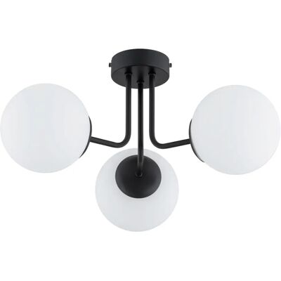 Alfa Plafonnier minimaliste noir 3 globes blancs E14 Piero - Publicité Alfa Plafonnier minimaliste noir 3 globes blancs E14 Piero - Publicité