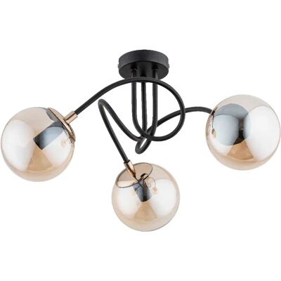 Plafonnier moderne noir 3 globes verre ambre E14 Alfa - Publicité Plafonnier moderne noir 3 globes verre ambre E14 Alfa - Publicité