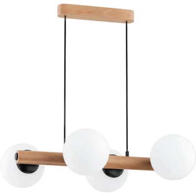 Suspension scandinave ARAGON 4xE14 bois/blanc Alfa - Publicité Suspension scandinave ARAGON 4xE14 bois/blanc Alfa - Publicité