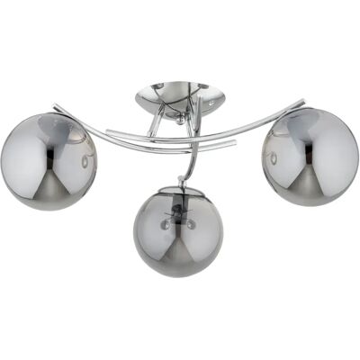 Plafonnier moderne chrome boules fumées 3xE14 SAVI Alfa - Publicité Plafonnier moderne chrome boules fumées 3xE14 SAVI Alfa - Publicité