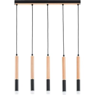 Suspension moderne noire bois clair 5xG9 Alfa Rodeo - Publicité Suspension moderne noire bois clair 5xG9 Alfa Rodeo - Publicité
